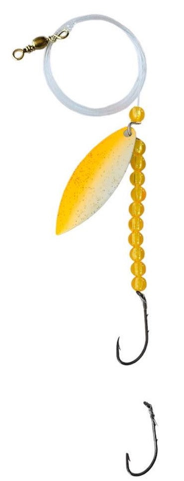 Transparent Yellow Beads Willow Leaf Spinner – Yellow Wave Blade Lure 