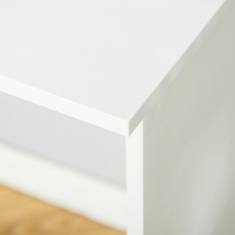 Modern Computer Desk, Home Office Desk for Study, Writing Workstation with Storage Drawer and Cabinet for Living Room, White