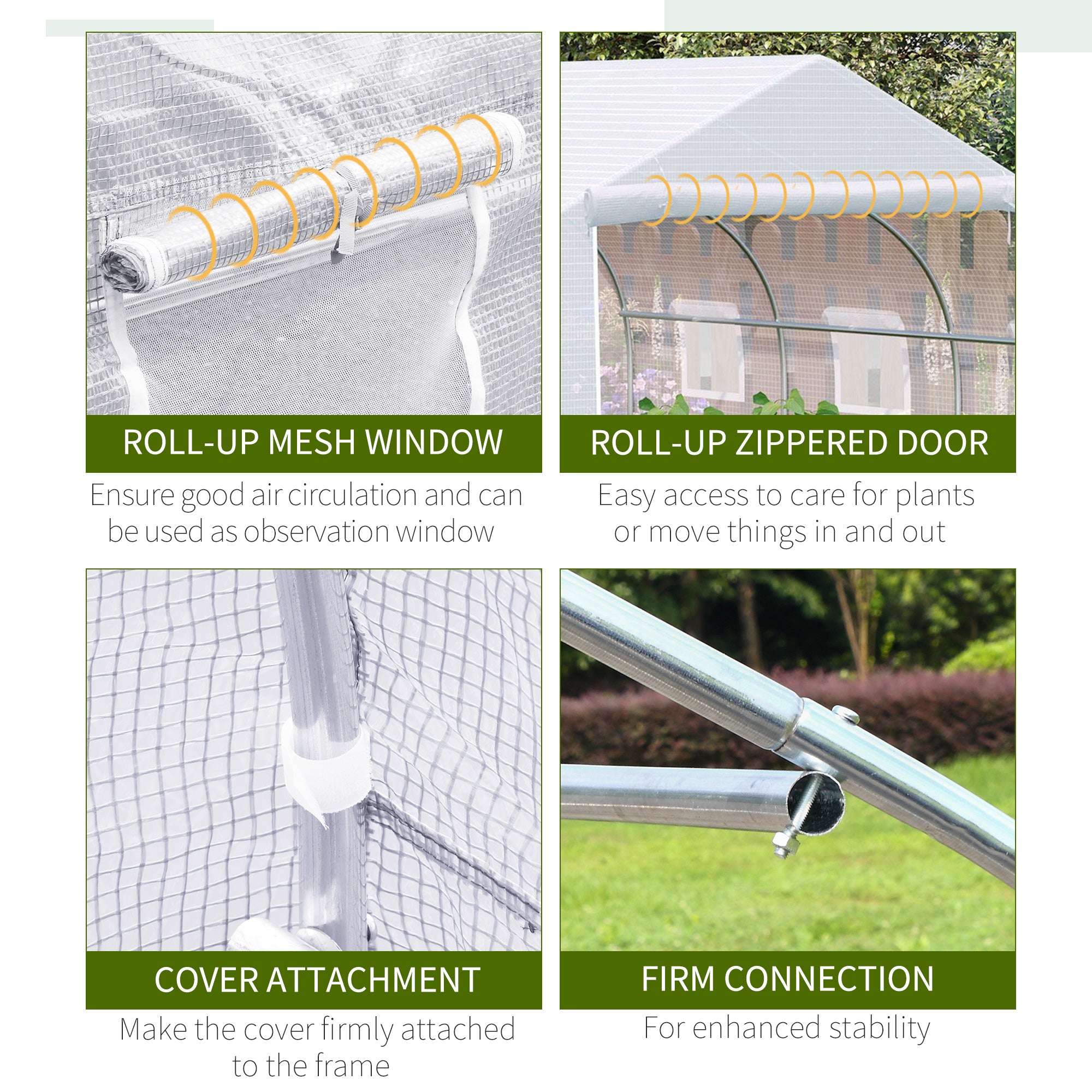 Outsunny Heavy Duty Walk-in Tunnel Greenhouse 15x10x7ft White Gardening Planting Shed Warm Shelter 