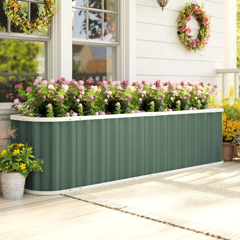 Galvanized Raised Garden Bed, Deep Rot Planter Box, Outdoor Garden Bed with Plant Labels, 7' x 2' x 2', Light Green