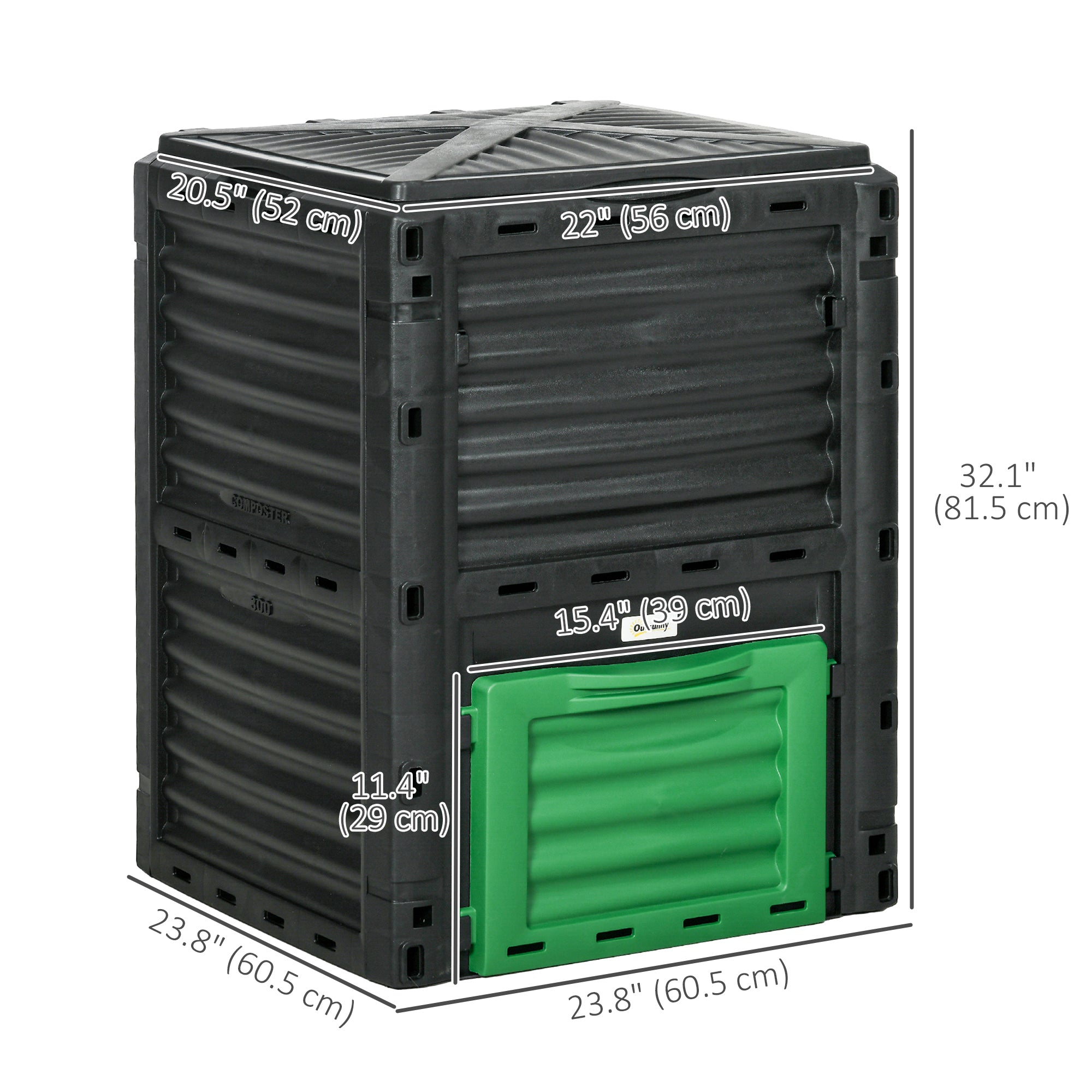 Outsunny Outdoor Compost Bin Garden Container, Fast Creation of Fertile Soil Aerating Compost Box, 80 Gallon, Green 