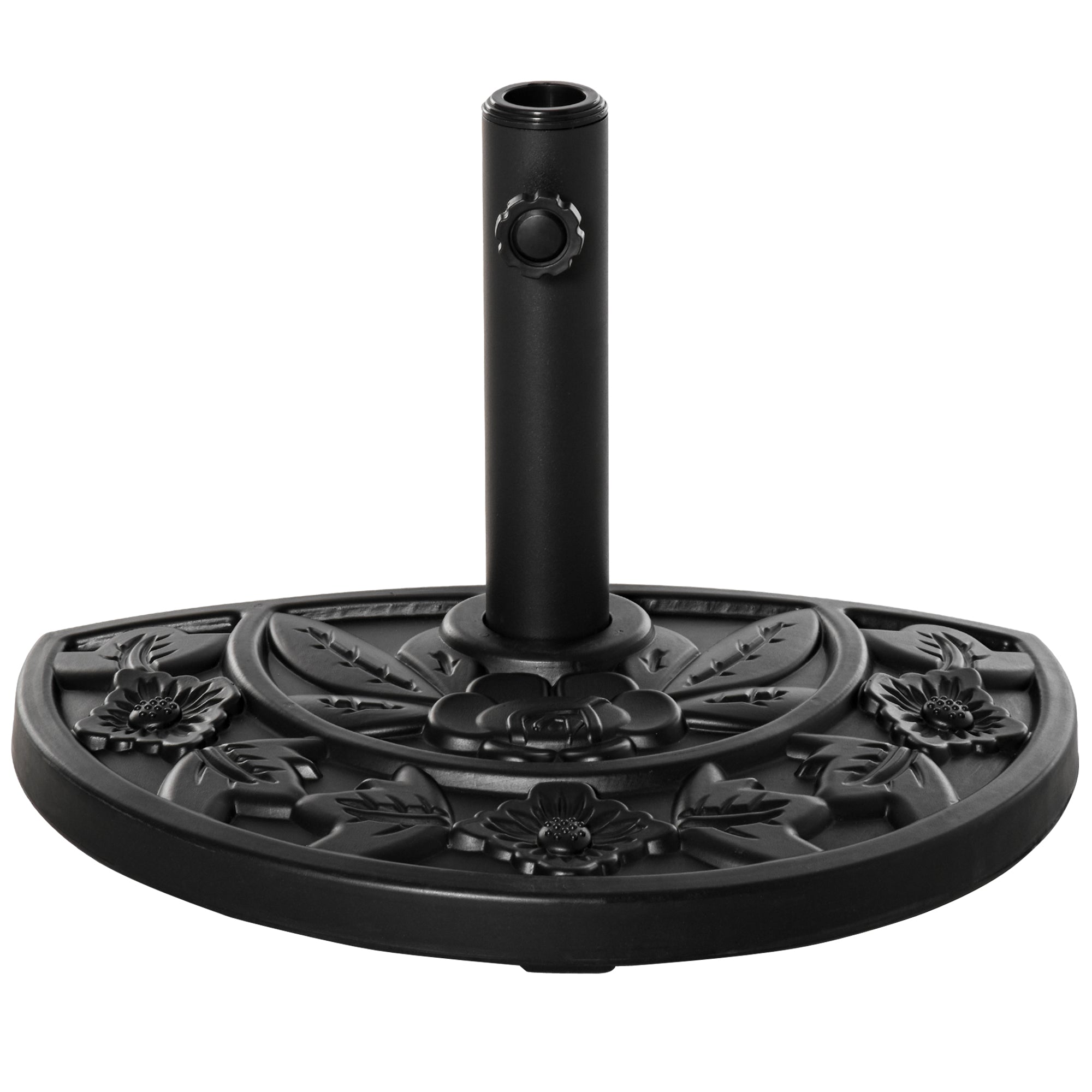 Outsunny Umbrella Base: 20lb Heavy Duty Half Round Concrete Stand for Market Umbrellas Black 