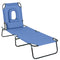Outsunny Adjustable Garden Sun Lounger w/ Reading Hole Outdoor Reclining Seat Folding Camping Beach Lounging Bed Blue