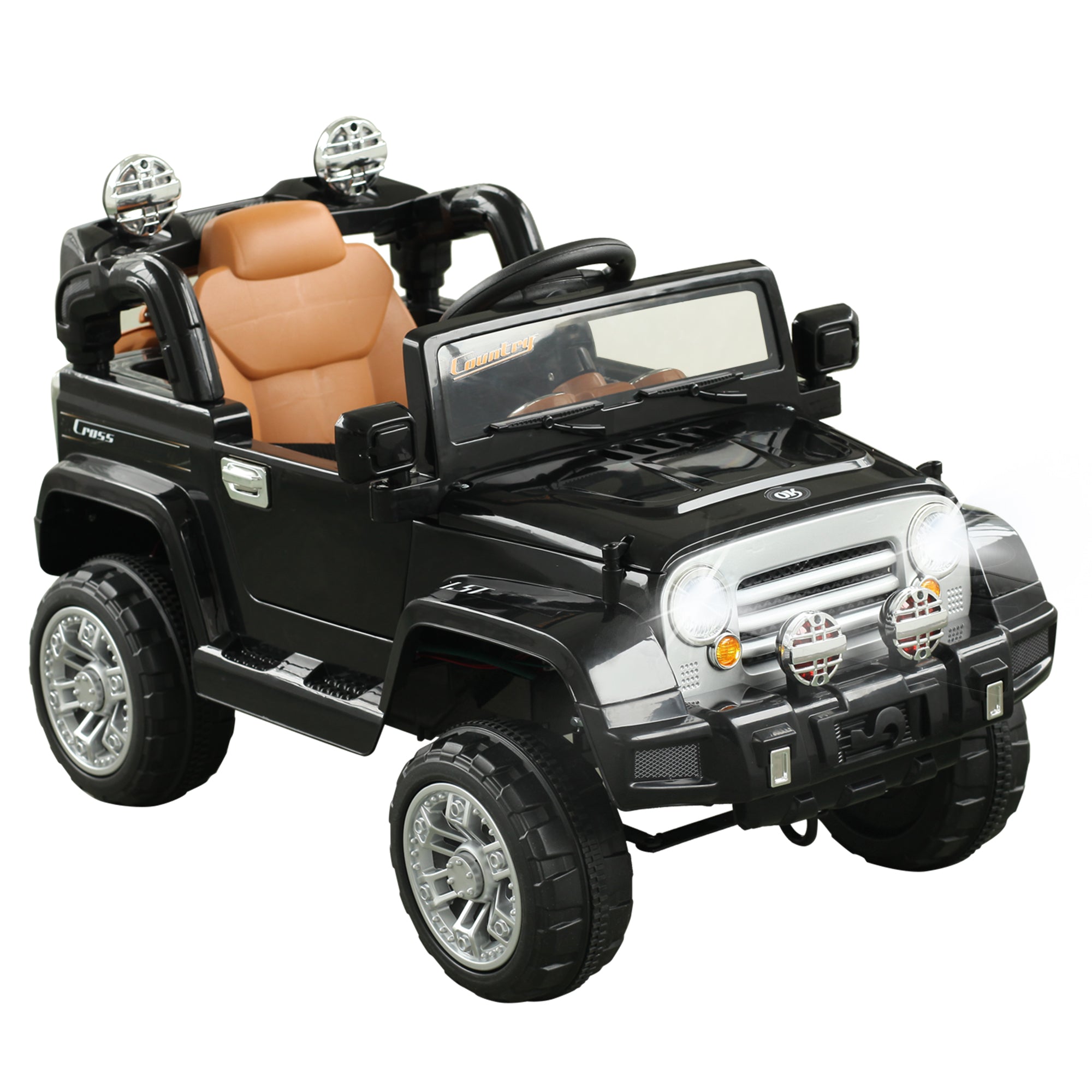 Aosom 12V Kids Electric Ride-On Truck Car Toy with Remote Control Lights MP3 LCD Indicator Black 