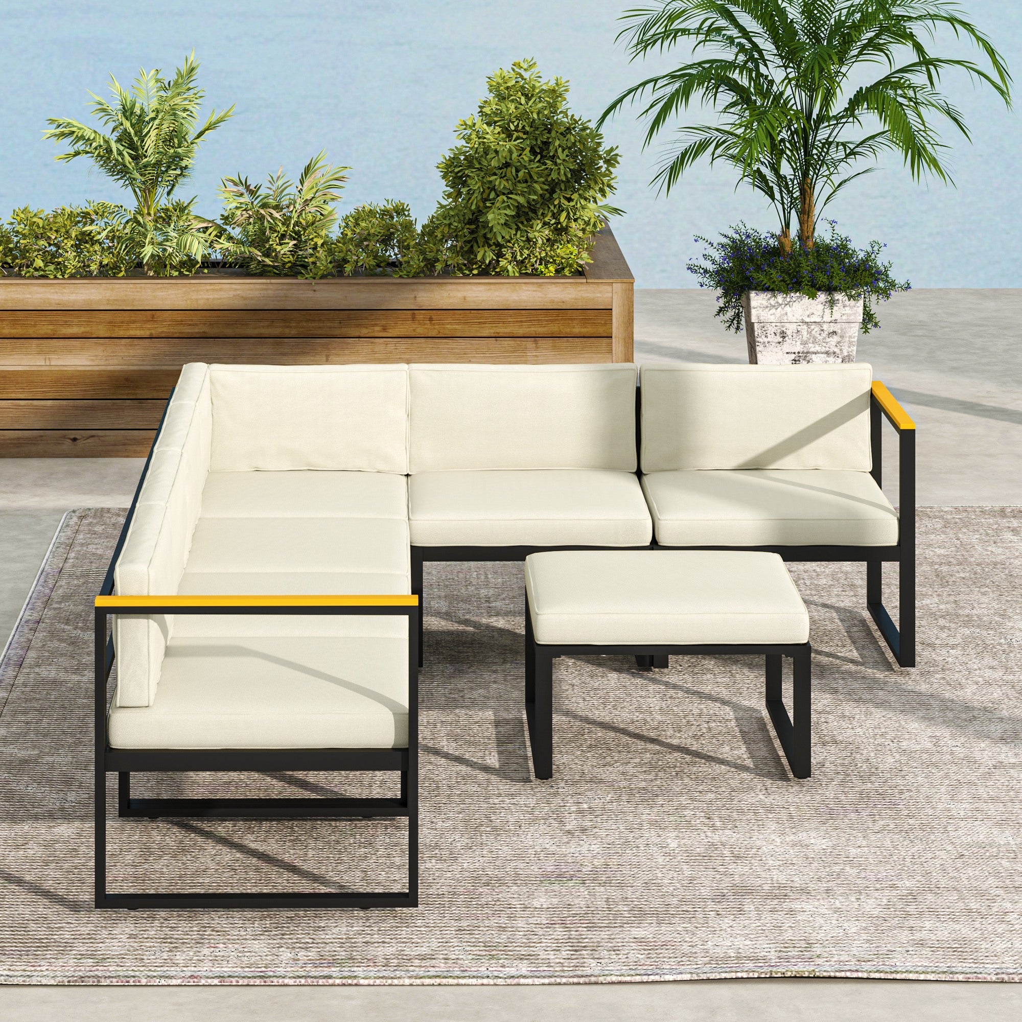 Outsunny Replacement Cushions for Rattan Furniture, 14 Piece Outdoor Seat Cushion Pad for Patio Set, 7 Seat and 7 Back, Cream 