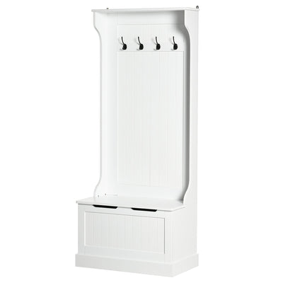 HOMCOM Hall Tree with Coat Rack Shoe Storage Bench Seat 4 Hooks for Hallway Living Room 