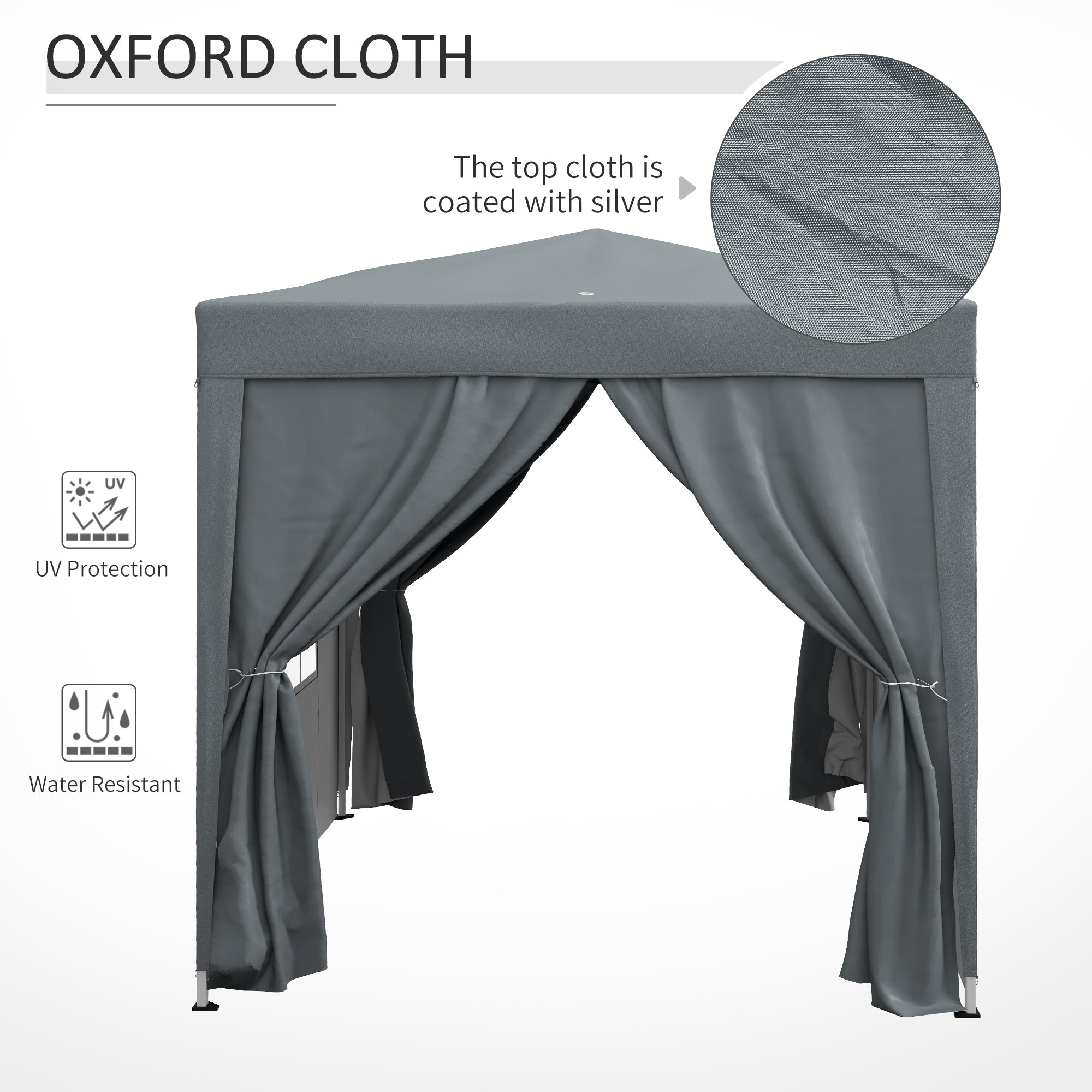 Outsunny 6.6'x6.6' Pop Up Canopy Tent with Sidewalls, Instant Sun Shelter Camping Gazebo with Carry Bag, for Outdoor, Garden, Patio, Grey 