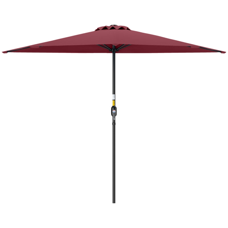 9ft Half Round Umbrella Outdoor Patio Garden Balcony Parasol Window Sun Shade w/ 5 Ribs Wine Red