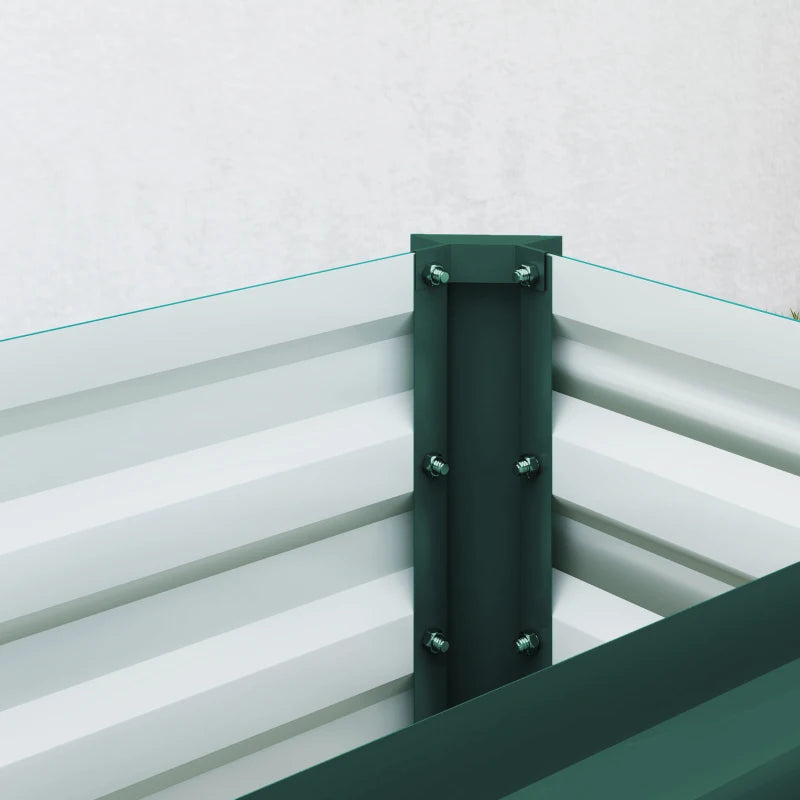 8 x 1.3 x 1.5ft Galvanized Raised Garden Bed, Reinforced Outdoor Planter Box with Open Bottom, Green