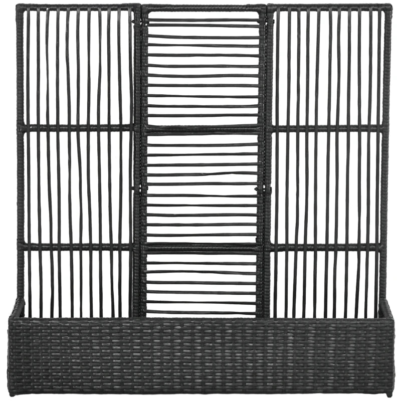 Raised Garden Bed with Lattice Trellis, Rattan Outdoor Planter with Storage for Garden, Patio, Balcony, Black