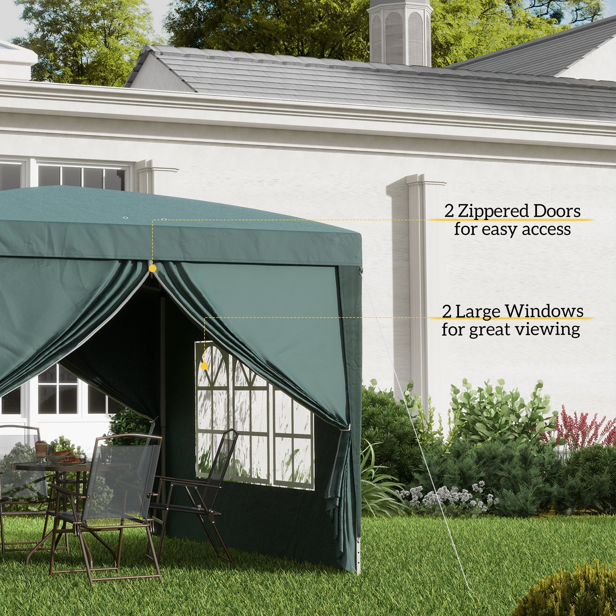 Outsunny 10'x10' Pop Up Party Tent Wedding Gazebo Outdoor Canopy with Carry Bag Green 