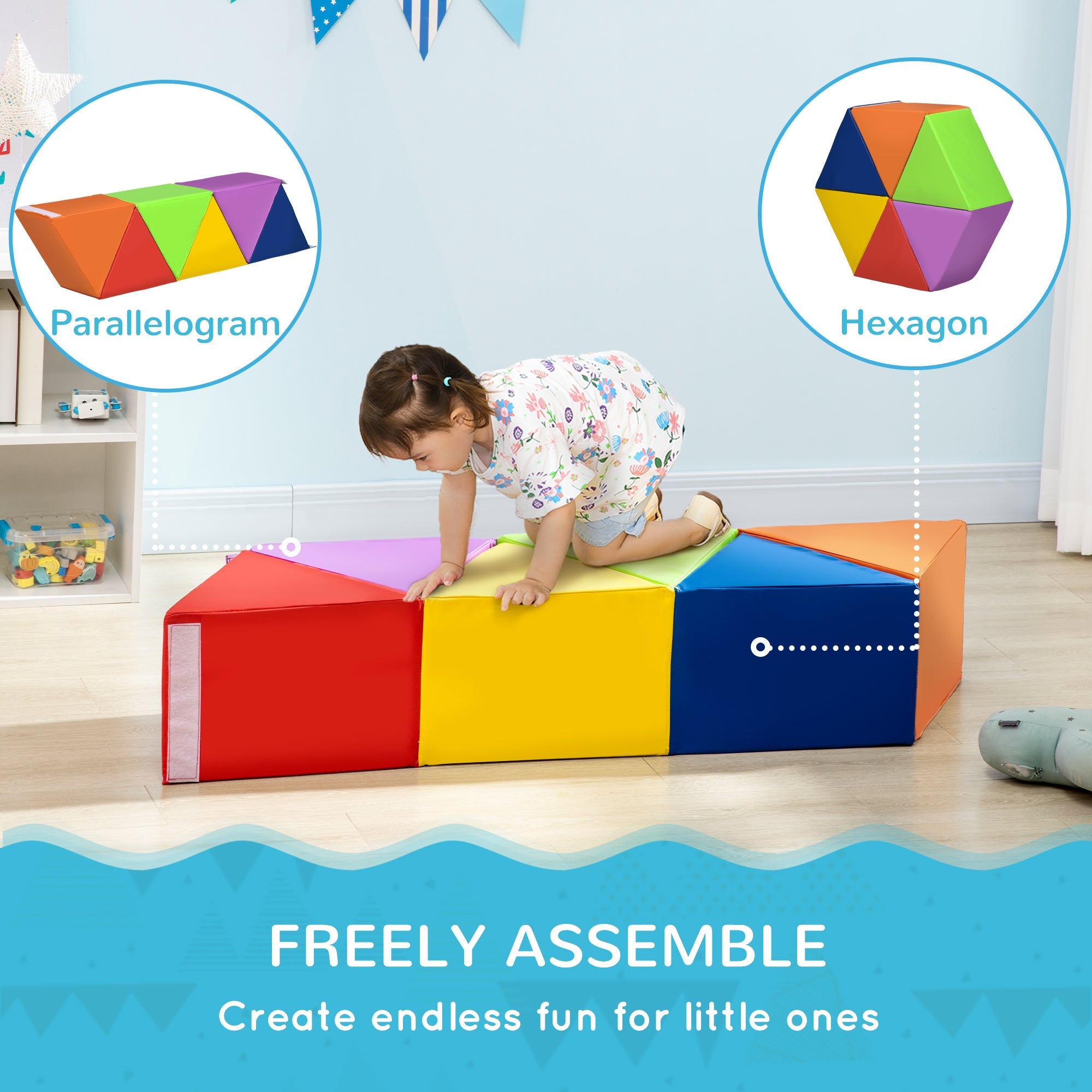 Qaba 2-Piece Foam Crawl & Climb Set: Soft Play Set for Indoor Baby Activities 