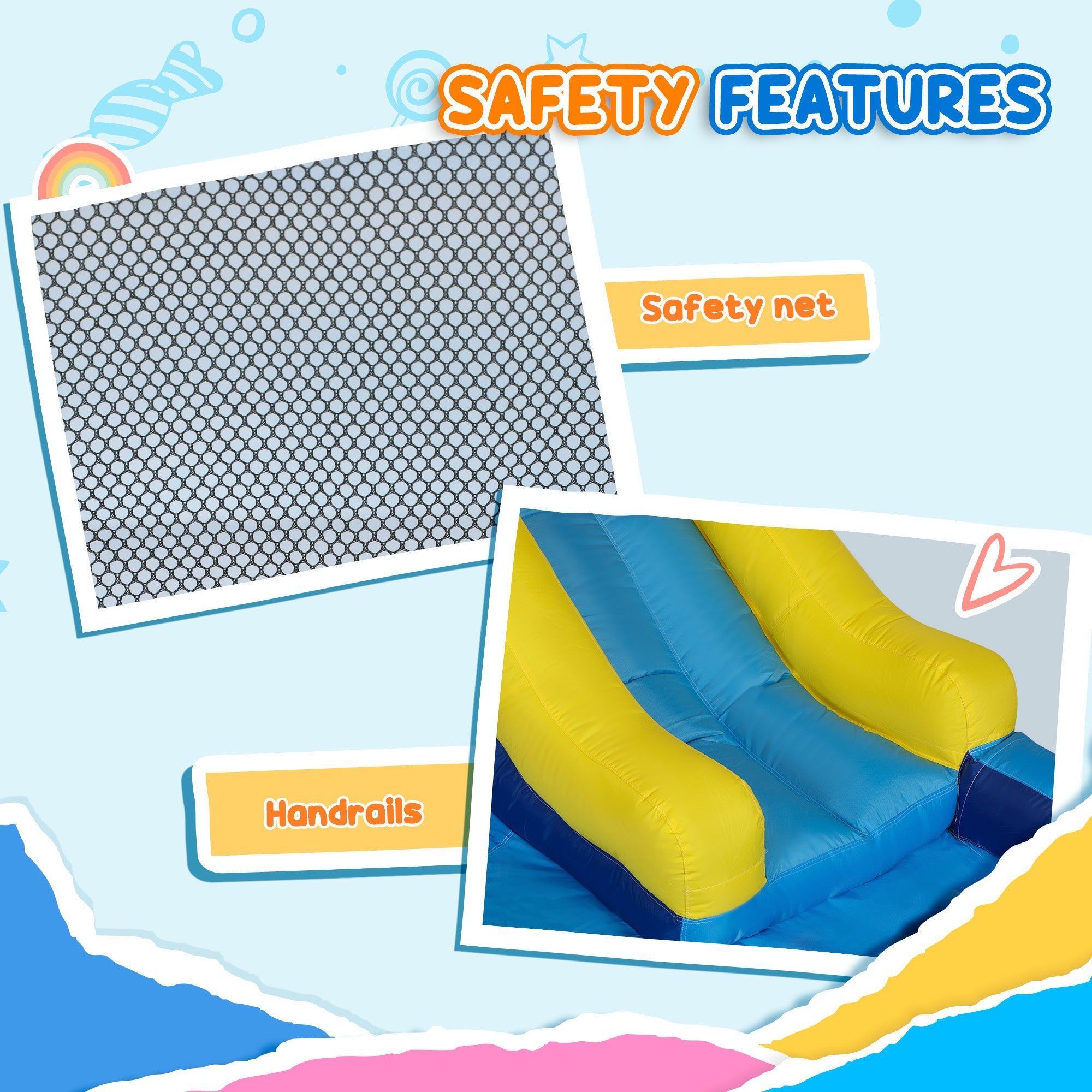 Qaba 5 in 1 Inflatable Bouncy Castle for Kids with 550W Blower, Splash Pool, Jumping Area, Climbing Wall, Cannon 