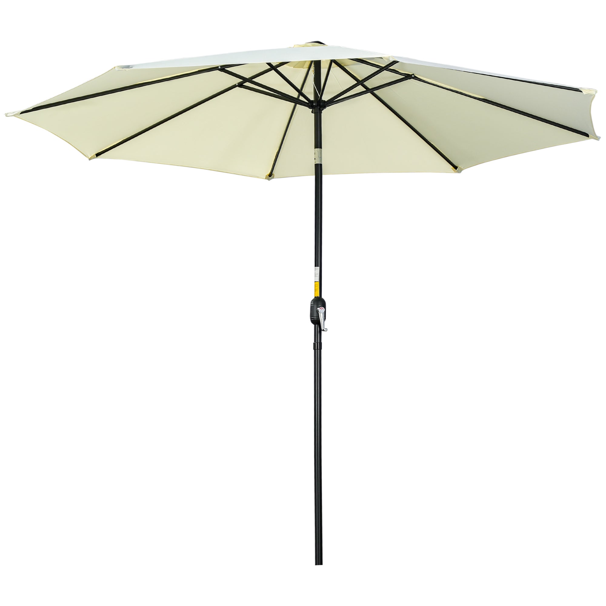 Outsunny 10'x8' Round Market Patio Umbrella: Outdoor Parasol with Crank Handle & Tilt for Garden/Lawn, Beige 
