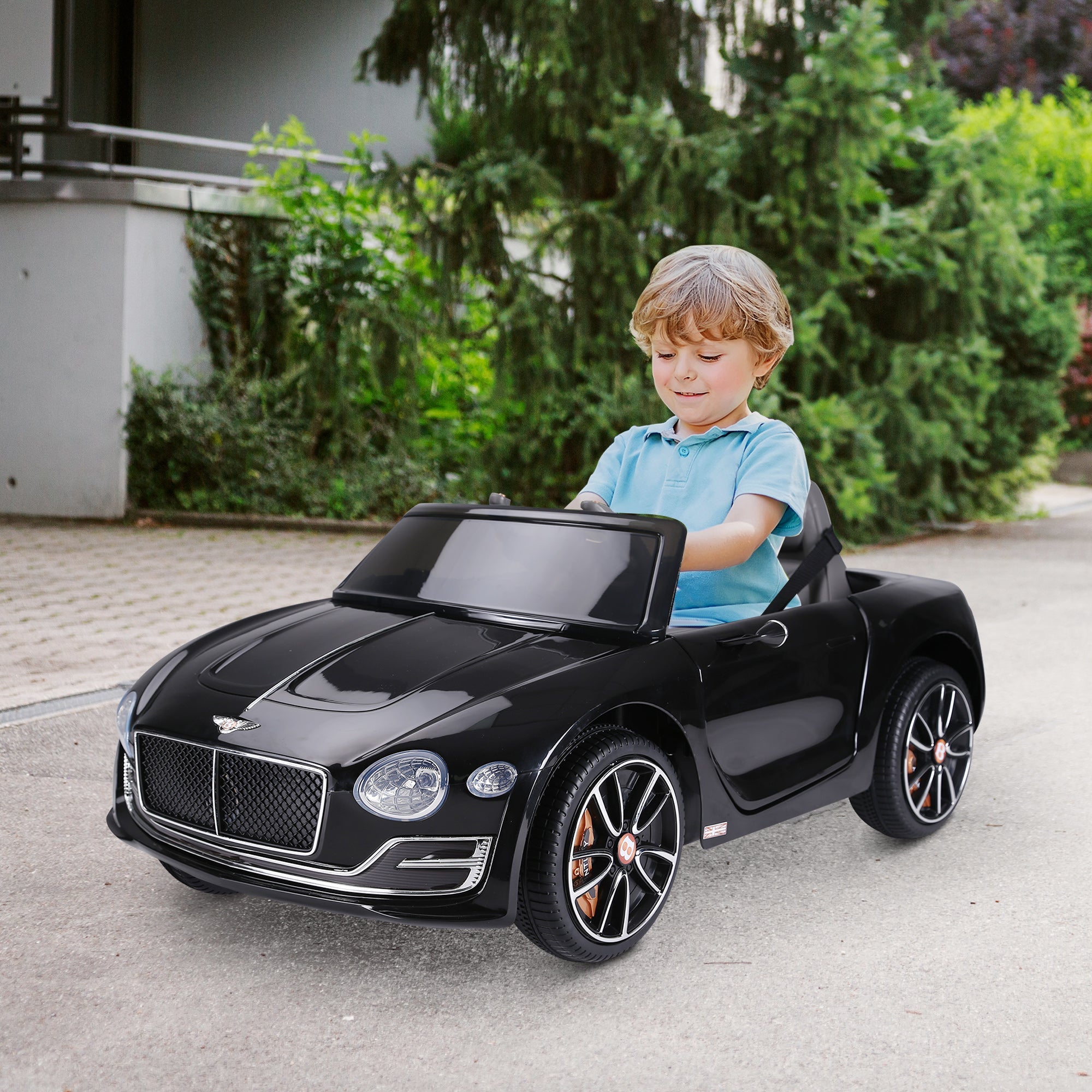 Aosom Licensed Bentley Ride-On Car: 12V, Electric, Battery Powered, Remote Control, 2 Speed, Black 