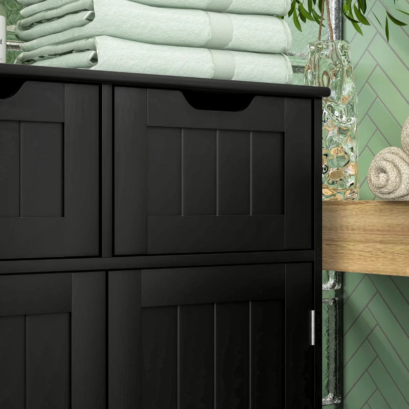 Bathroom Cabinet, Bathroom Storage Cabinet with 2 Drawers, Adjustable Shelf for Living Room, Entryway, Black