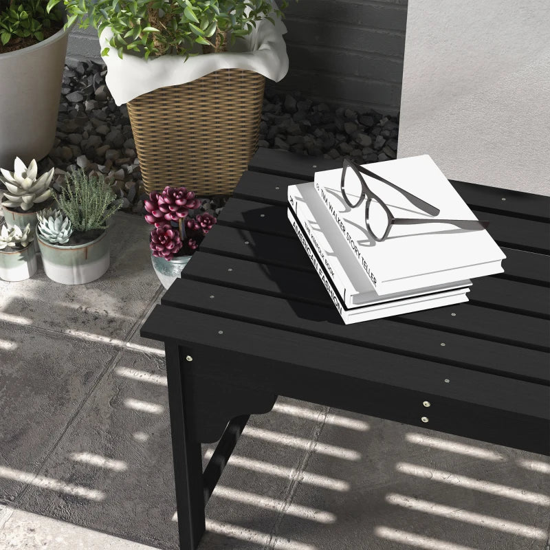 Wooden Garden Bench, Patio Double Park Bench with Slatted Seat, Front Porch Backless Bench, Black