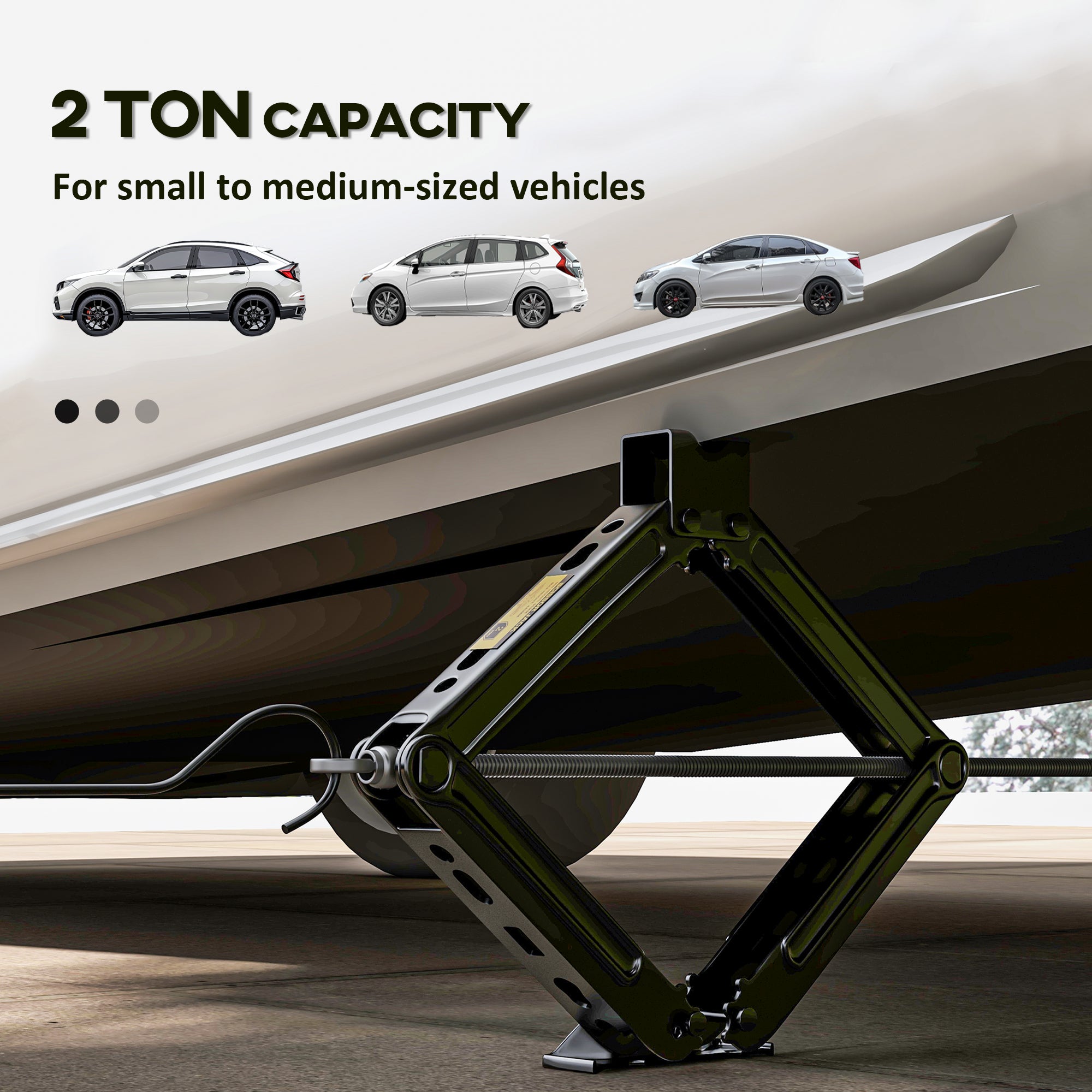 HOMCOM Steel Car Jack, Portable Scissor Jack, 2 Ton (4400 lbs) Capacity for Auto Sedan SUV MPV Tire Changes & Repairs, Black 