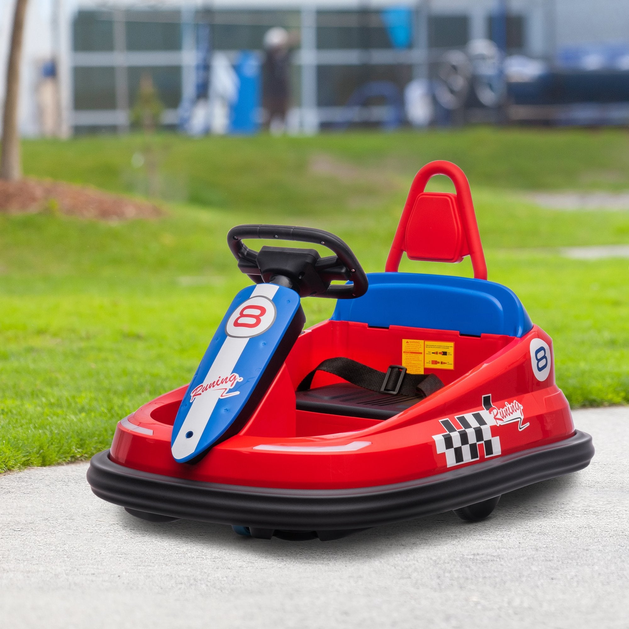 Aosom Kids Bumper Car: 6V Electric, 360° Spin, Twin Motors, Horn, Lights, Safety Belt, Red 