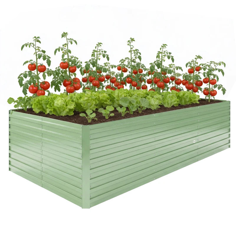8' x 4' x 2' Raised Garden Bed, Galvanized Planter Box for Growing Flowers, Herbs and Vegetables, Light Green