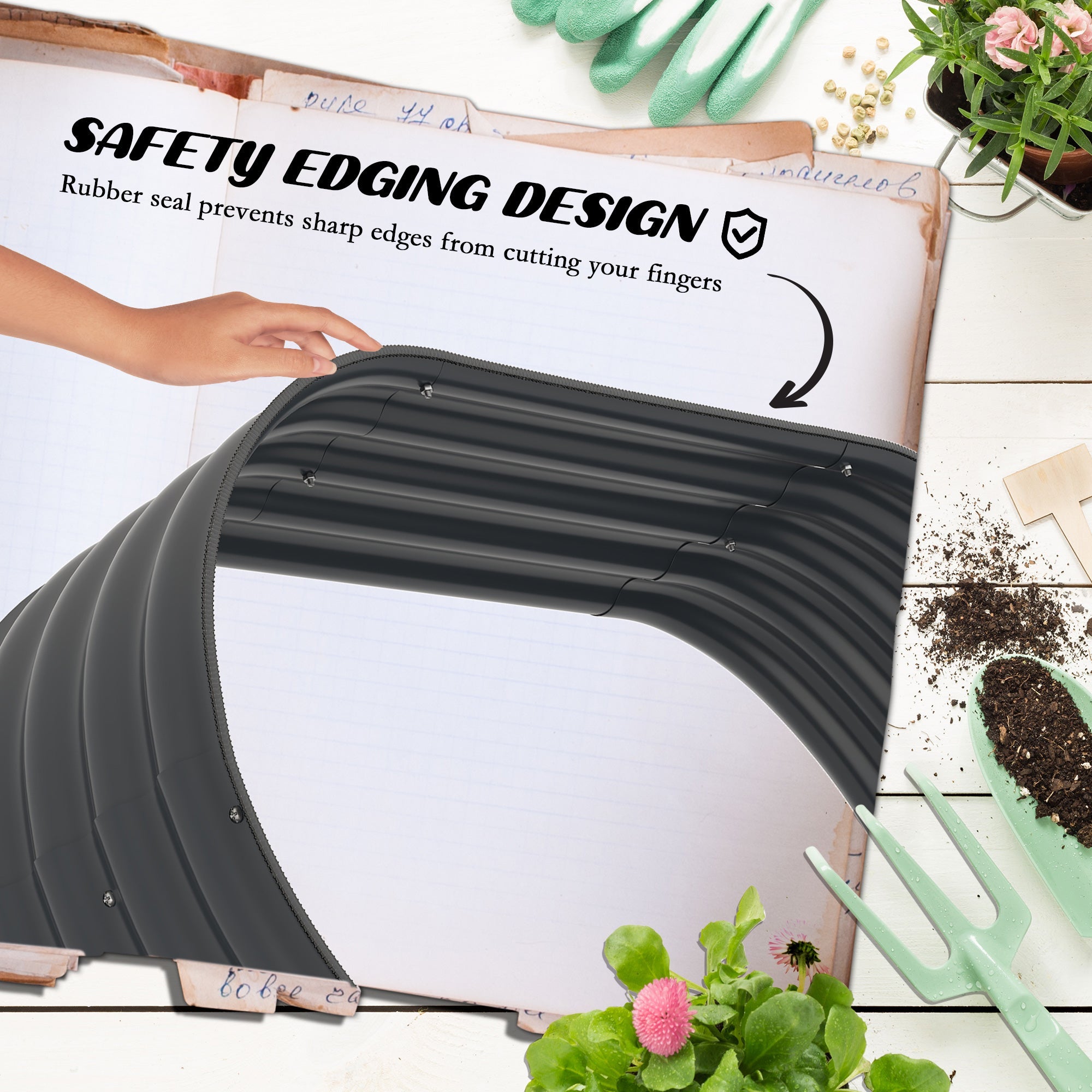 Outsunny 5.2'x3.6'x2.7' Outdoor Raised Garden Bed, 3-Tier Galvanized Planter Box with Safety Edging for Vegetable, Flower, Grey 