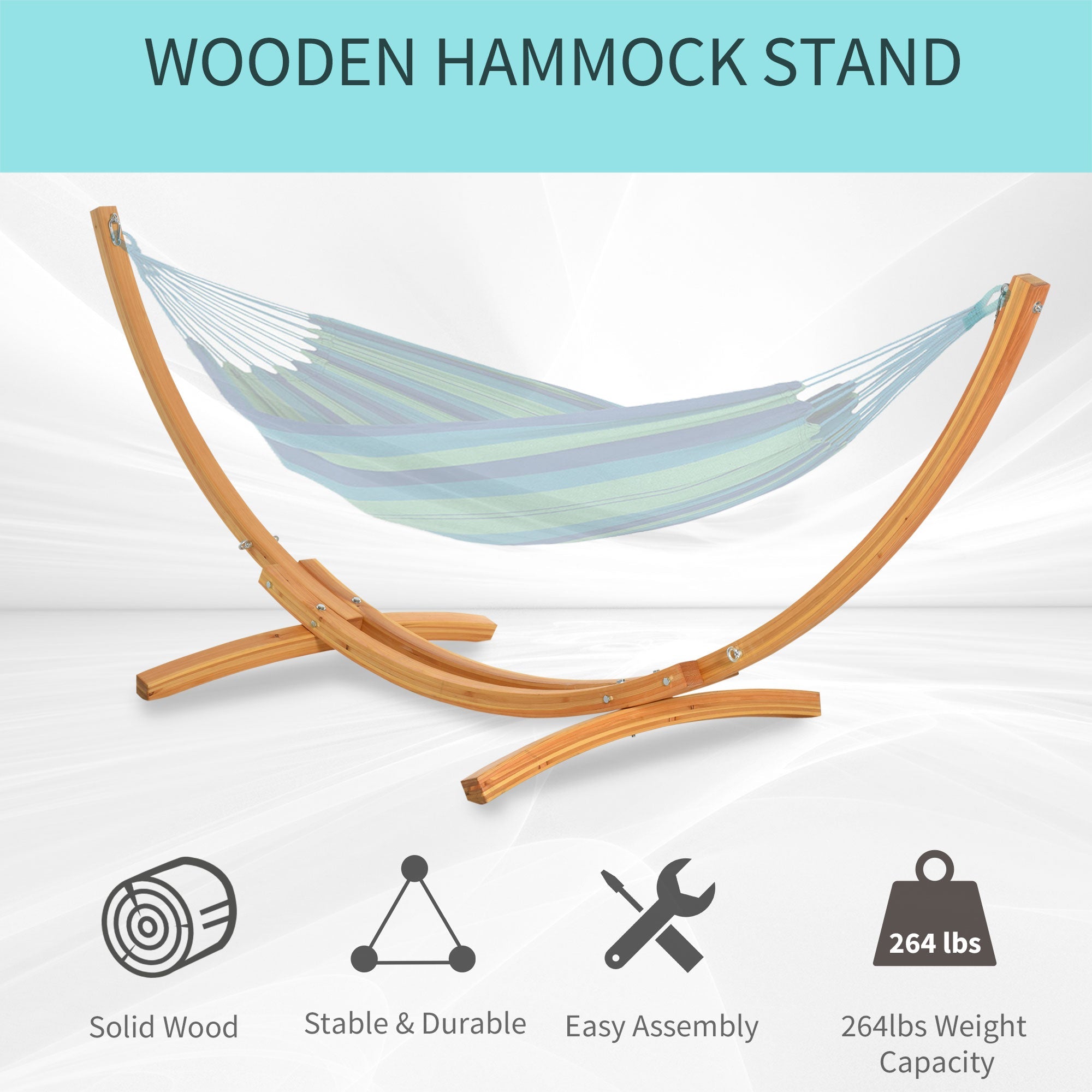 Outsunny 11' Wooden Hammock Stand: Universal Curved Arc Design for Garden, Picnic, Camp Accessories, 264lbs Capacity 