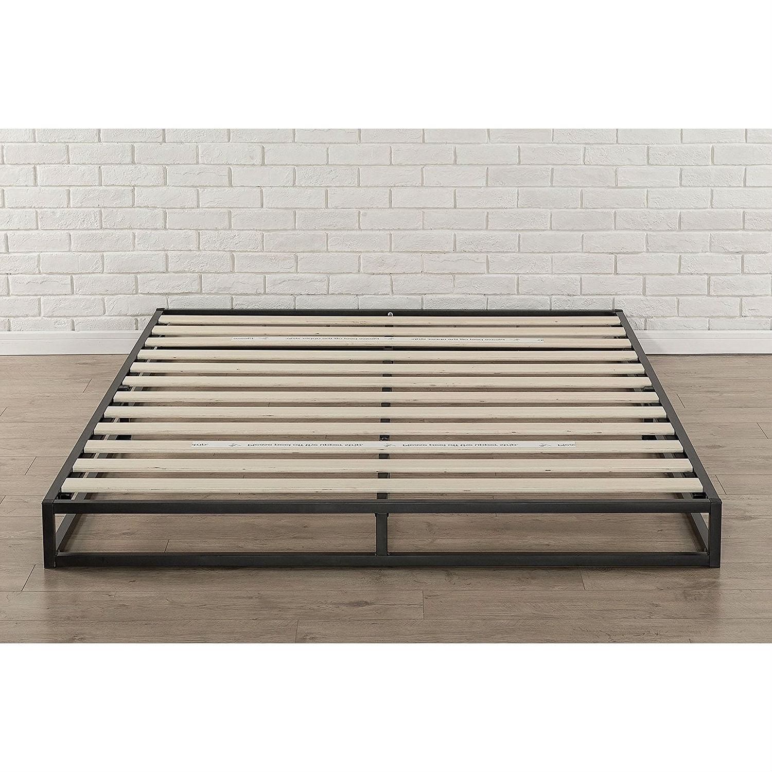 Queen size 6-inch Low Profile Metal Platform Bed Frame with Wooden Slats - Free Shipping