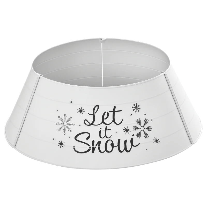 HOMCOM 26" Metal Christmas Tree Collar – Round Tree Ring in White for Holiday Home Decoration 