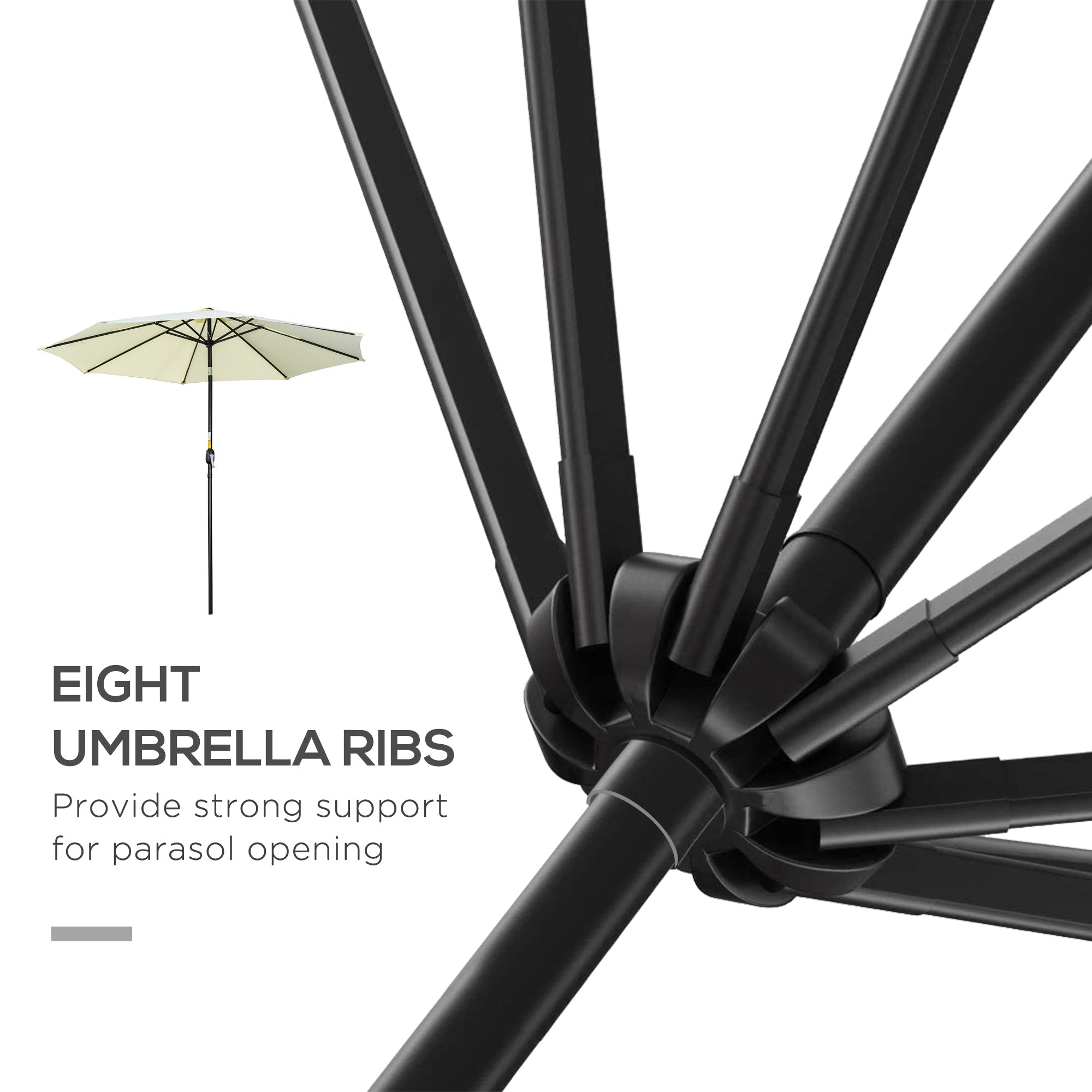 Outsunny 10'x8' Round Market Patio Umbrella: Outdoor Parasol with Crank Handle & Tilt for Garden/Lawn, Beige 