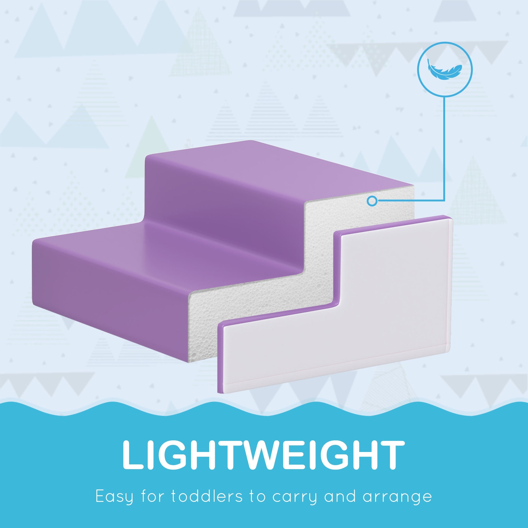 Soozier 2-Piece Climb and Crawl Activity Soft Play Set, for Toddler Preschooler Babies Indoor, Purple 