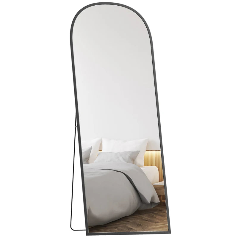 Arched Standing Mirror, 64" x 24" Full Length Mirror, Free Standing or Wall Mounted for Living Room, Bedroom, Black