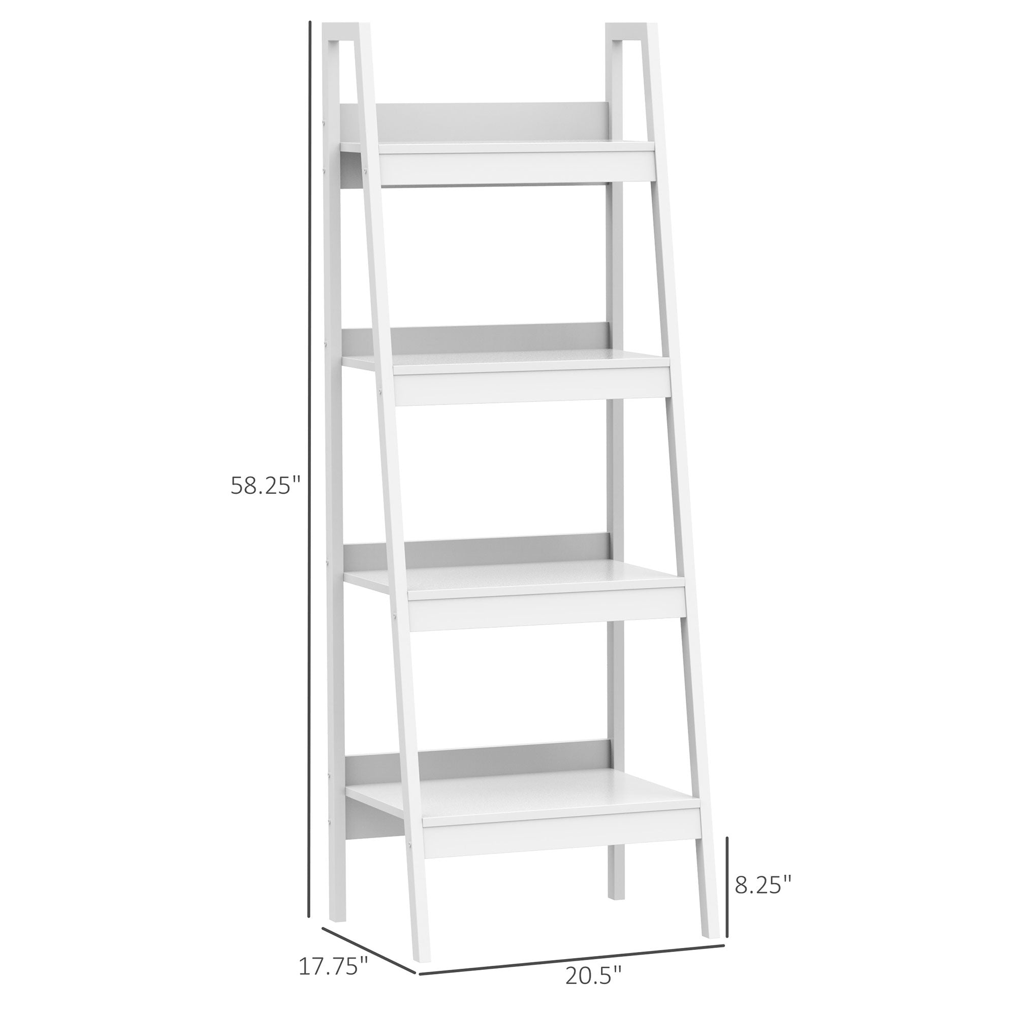 HOMCOM 4 Tier Ladder Shelf Bookcase Set of 2 White Display Rack Storage Shelving Unit Flower Plant Stand Multi-Use 