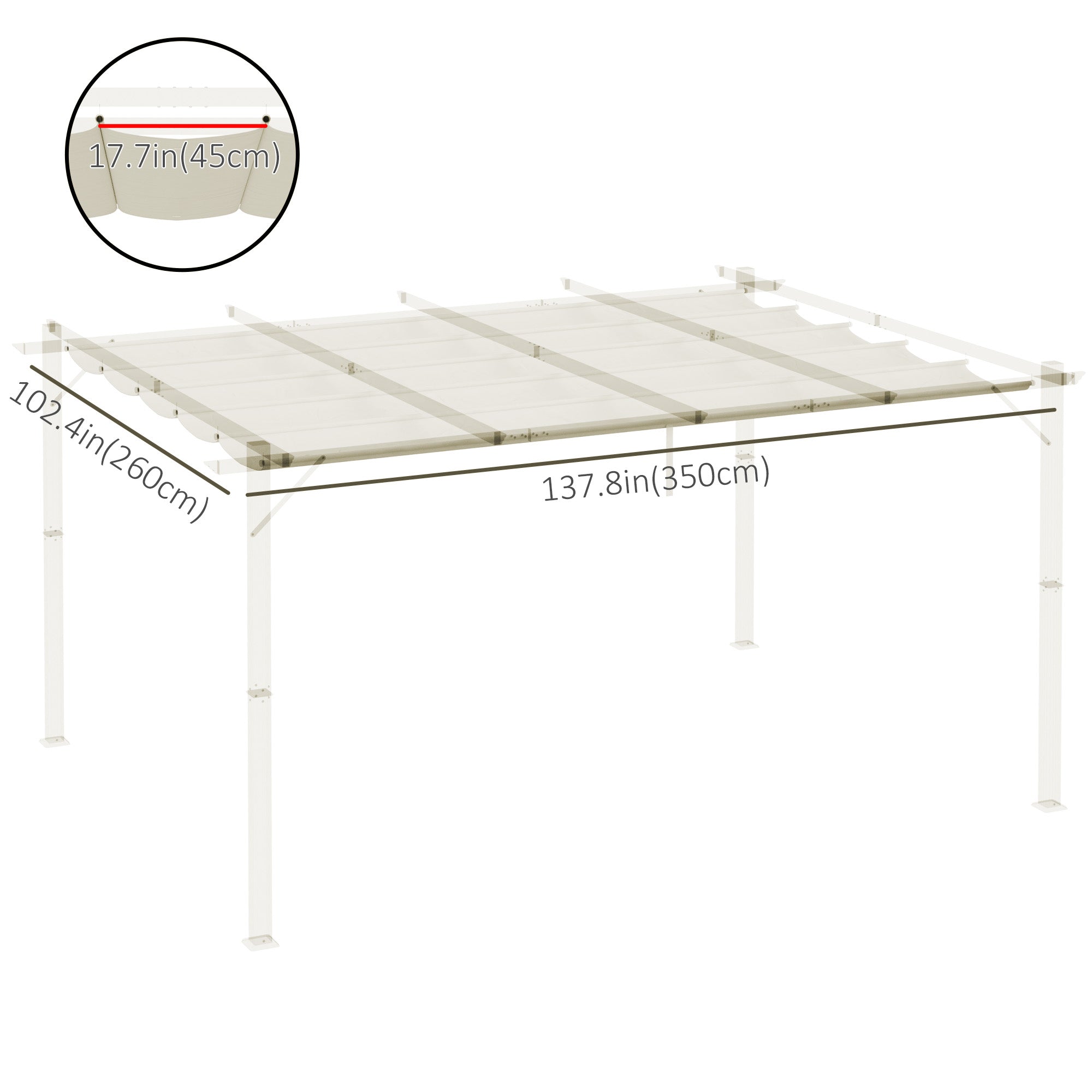 Outsunny Retractable Pergola Canopy Cover Replacement for 13.1' x 9.8' Pergola, Cream White 
