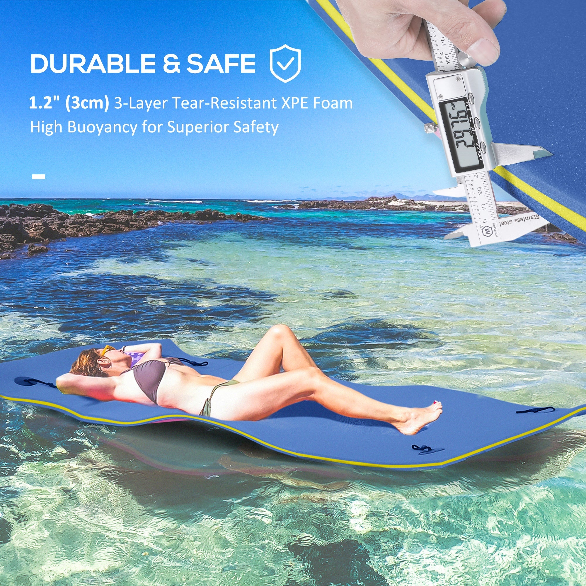 Soozier Floating Water Mat 7.5x4ft Blue Lily Pad for Relaxing and Recreation in Pool Beach Lake 