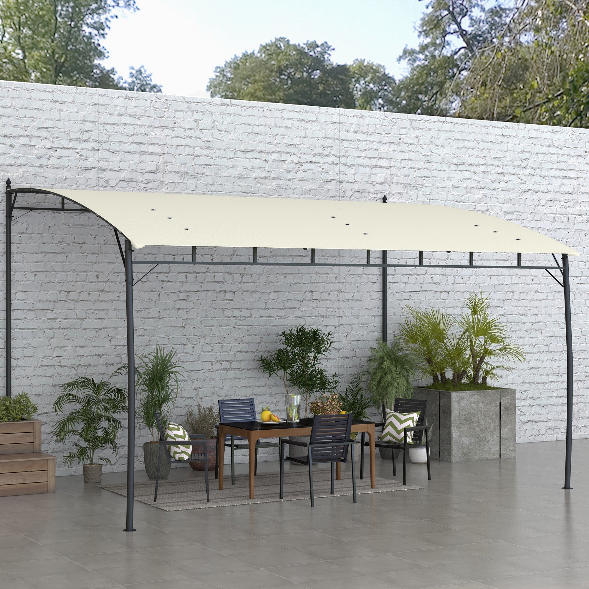 Outsunny 10' x 13' Outdoor Pergola with UV30+ Protection Canopy and Steel Frame for Porch, Patio, Deck, Backyard, Cream White 