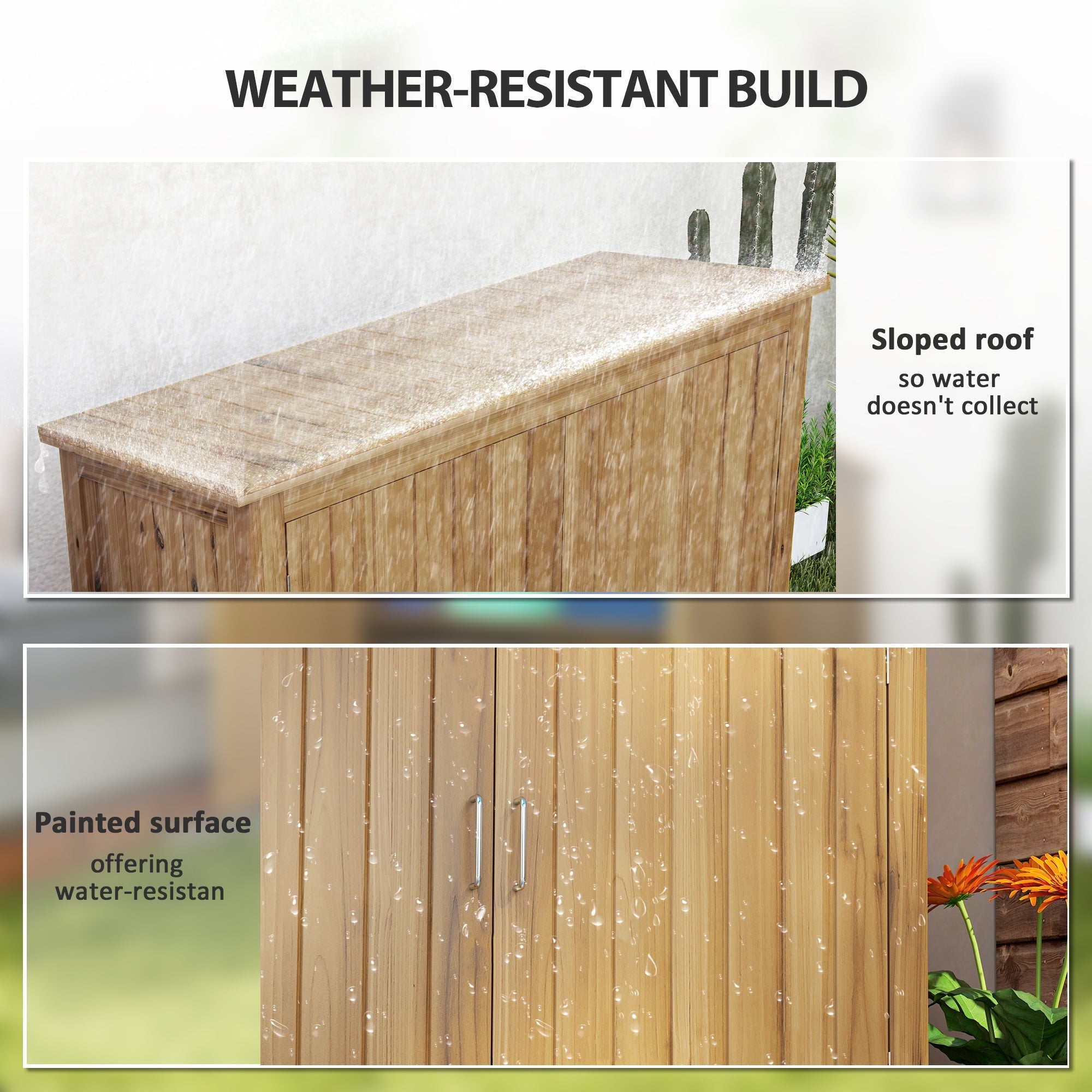 Outsunny Wooden Garden Shed, Compact Outdoor Storage Cabinet with 2 Shelves and 2 Doors for Patio, Deck, Lawn, 43" x 20" x 34" 