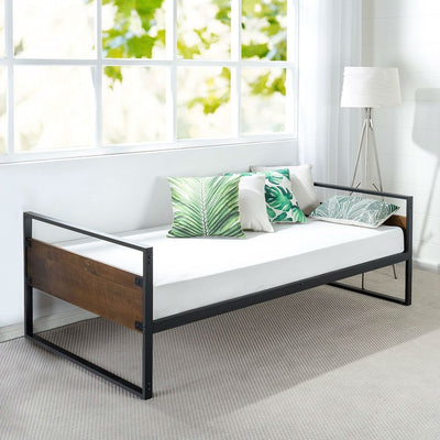 Twin Modern Wood Metal Daybed Frame with Steel Slats - Free Shipping 
