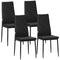 HOMCOM 4-Piece Dining Chair Set Modern High Back Faux Leather Upholstery Steel Legs Black Accent Furniture for Living Room