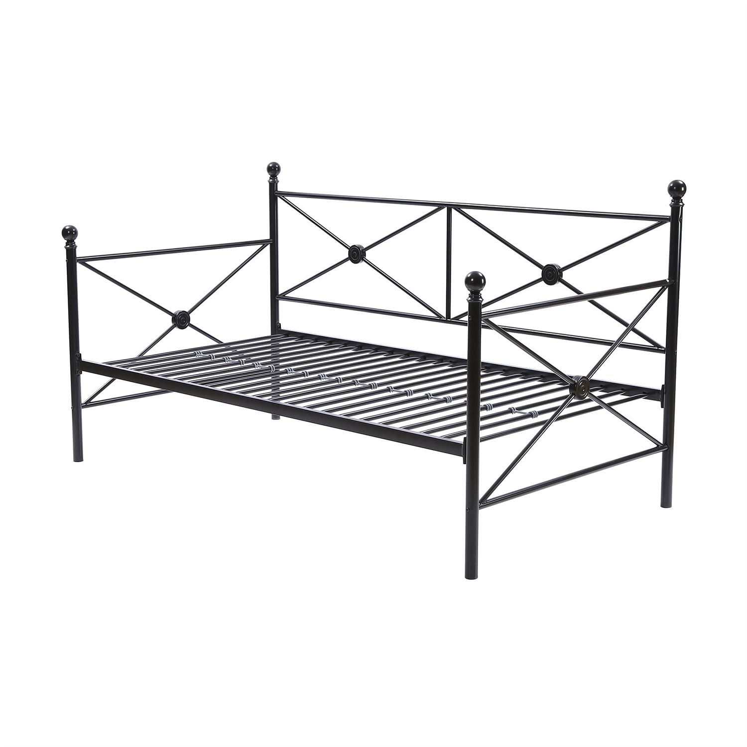 Twin size Contemporary Daybed and Trundle Set in Black Metal Finish - Free Shipping