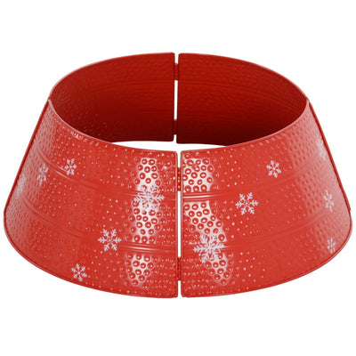 HOMCOM 26" Metal Christmas Tree Collar – Round Tree Ring in White for Holiday Home Decoration 