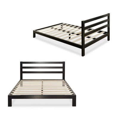 Full size Heavy Duty Metal Platform Bed Frame with Headboard and Wood Slats - Free Shipping 