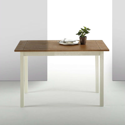 Classic Pine Wood 45 x 28 inch Dining Table with White Legs - Free Shipping 