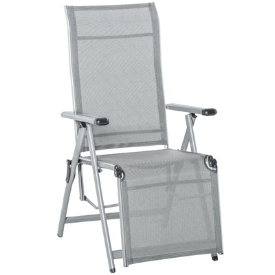 Outsunny Portable Lounge Chair: Foldable with Adjustable Backrest and Footrest, Gray Hue for Outdoor Relaxation 
