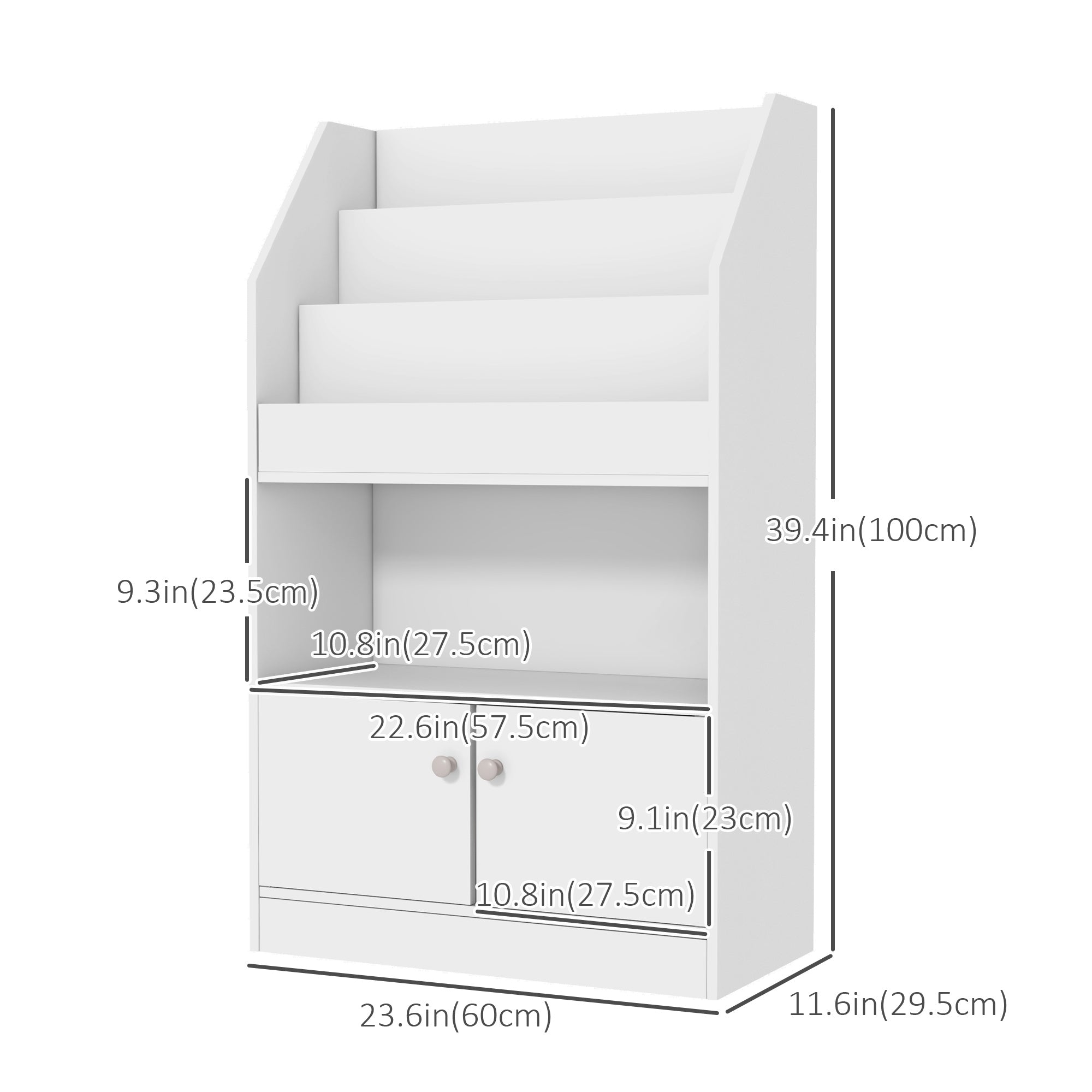 Qaba Toy Storage Organizer Shelf Kids Bookshelf for Bedroom Playroom Nursery White 