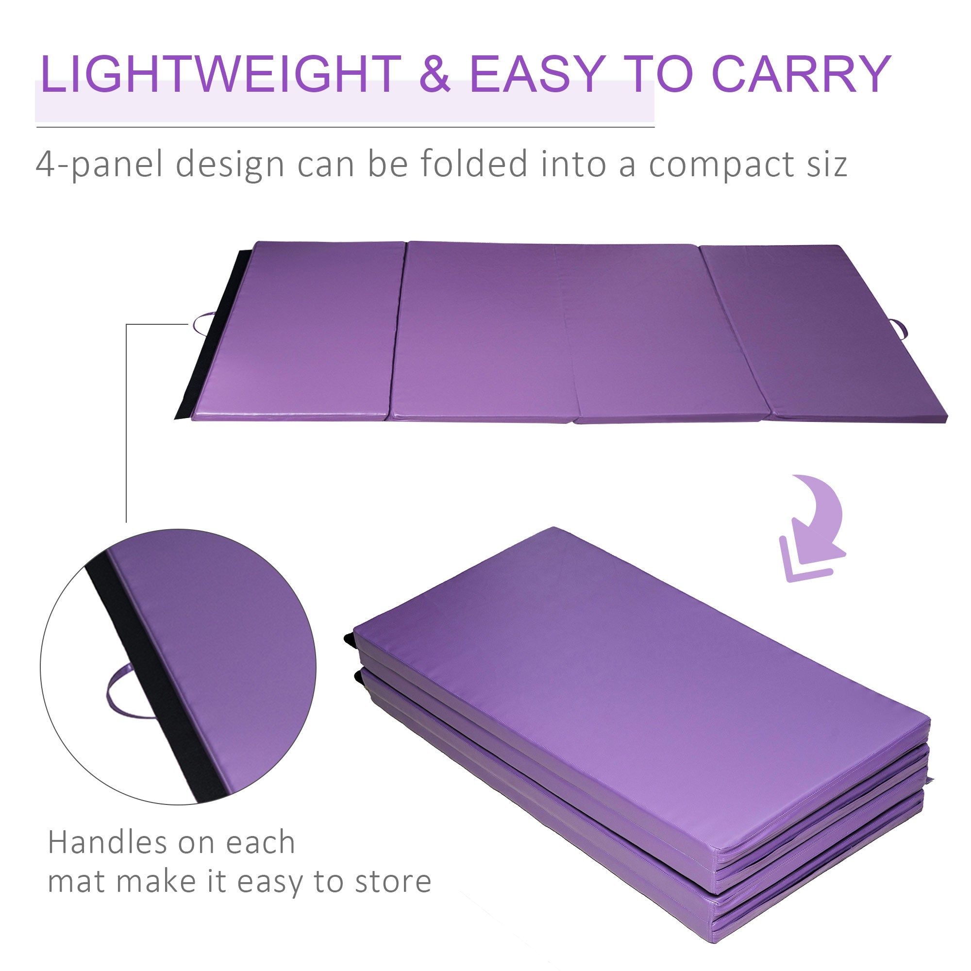 Soozier 4ft x 8ft x 2inch Tri-Fold Gymnastics Tumbling Mat Exercise Mat with Carrying Handles for MMA, Martial Arts, Stretching 