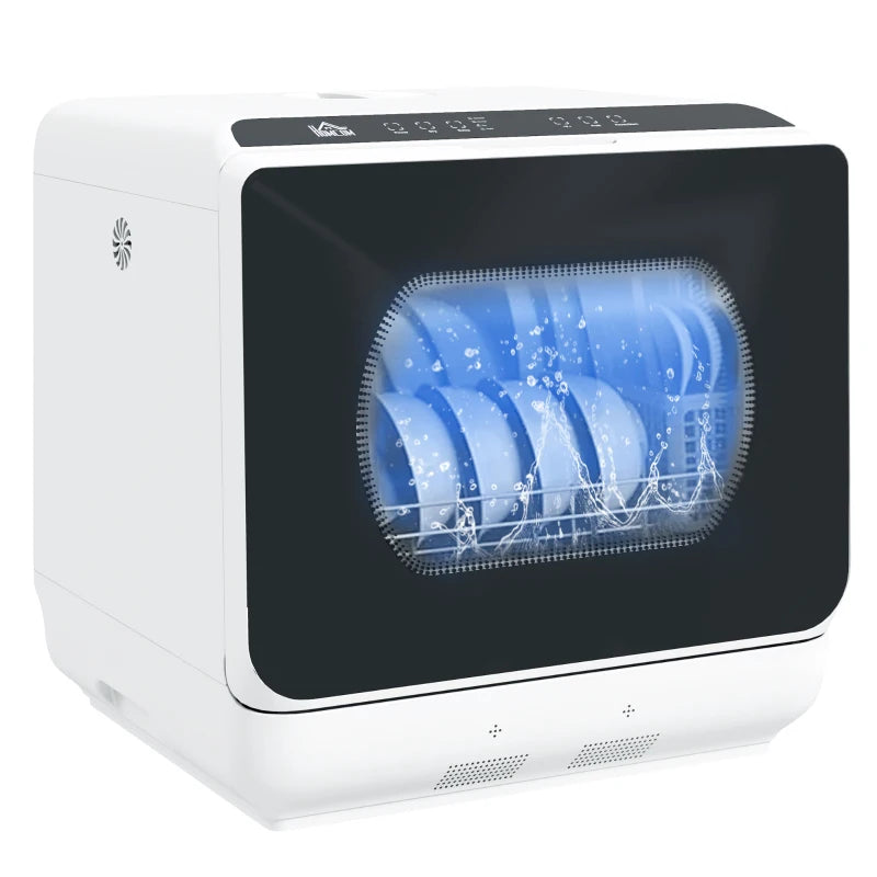 Portable Dishwasher, Counter Dishwasher with 4 Place Settings, 5 Washing Programs, Air-Dry Function, 6L Water Tank