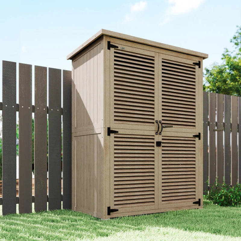 50" x 26" x 66" Wooden Garden Shed, Outdoor Storage Shed with Waterproof Asphalt Roof, Shelves, Natural