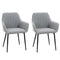 HOMCOM Dining Chairs Set of 2 Upholstered Linen Fabric Accent Chair Metal Legs Comfortable Seating Light Grey