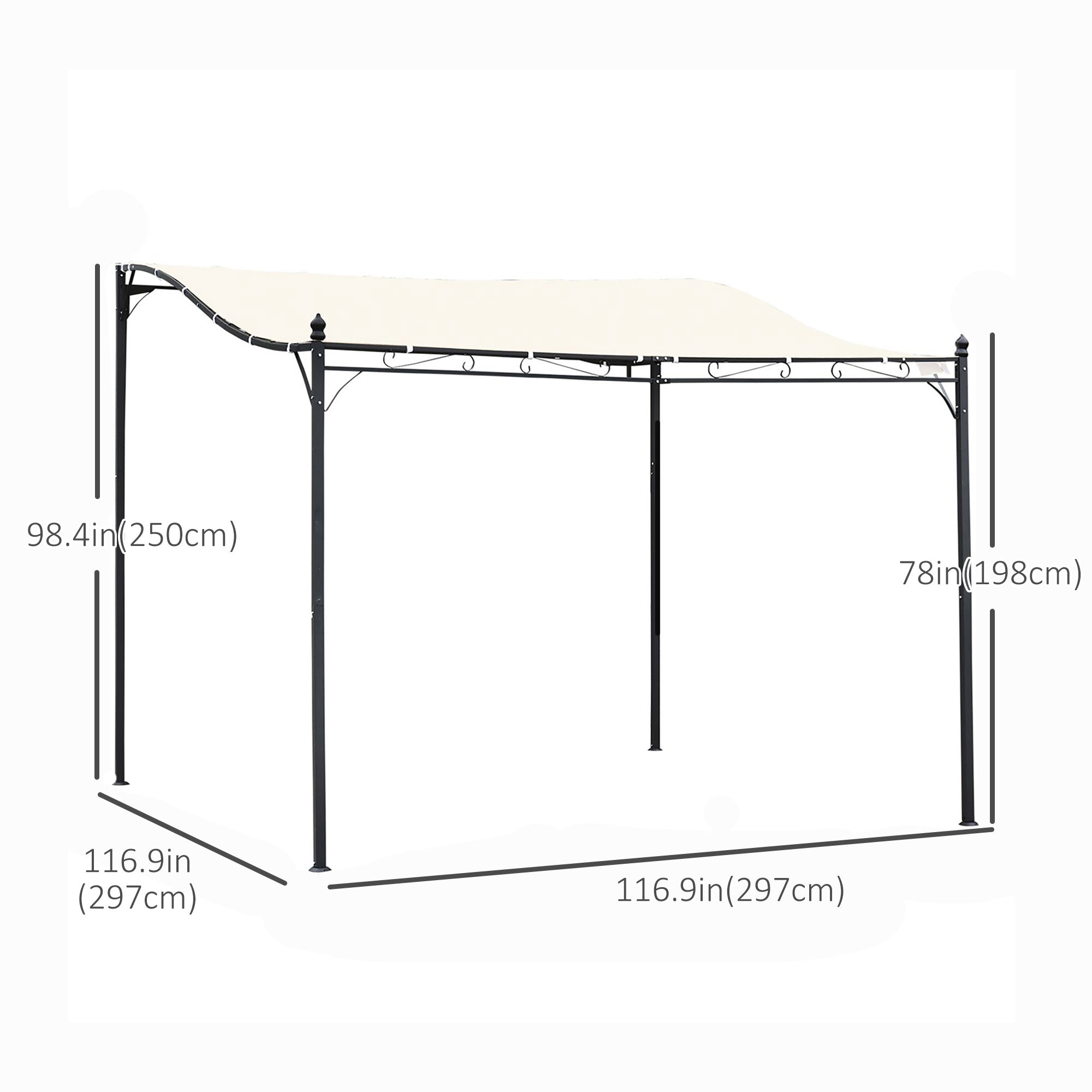 Outsunny 10 x 10ft Outdoor Pergola, UV-Blocking Canopy with Adjustable Height Frame for Garden & Patio, Cream White 