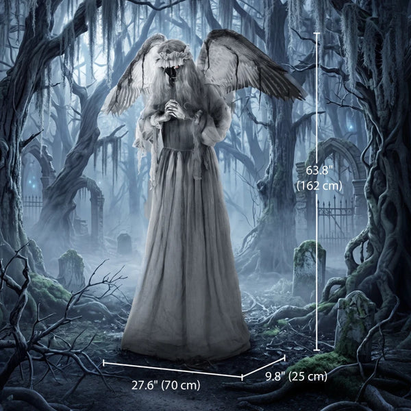 63.8" Animated Crying Angel Halloween Decoration with Light-Up Eyes, Sound & Touch Activation